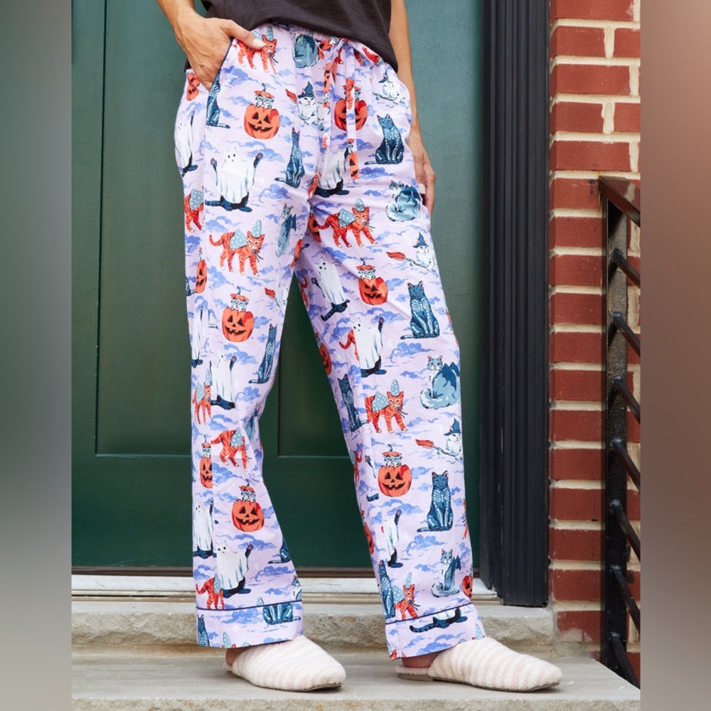 Printfresh Lavender Halloween Housecats Pajama Bottoms